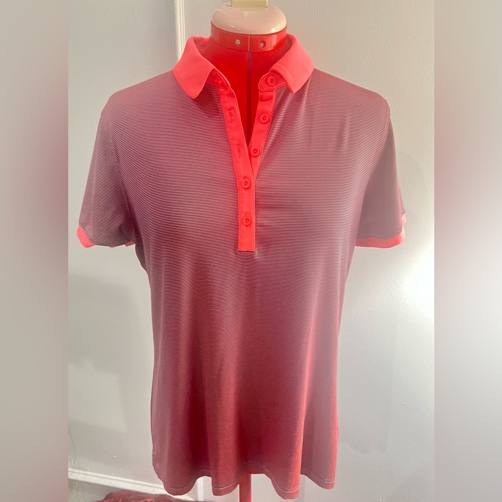 Hurley Womens Golf Polo Sports Shirt Top
Pink purple striped size Large fitted
